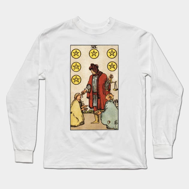 SIX OF PENTACLES Long Sleeve T-Shirt by WAITE-SMITH VINTAGE ART